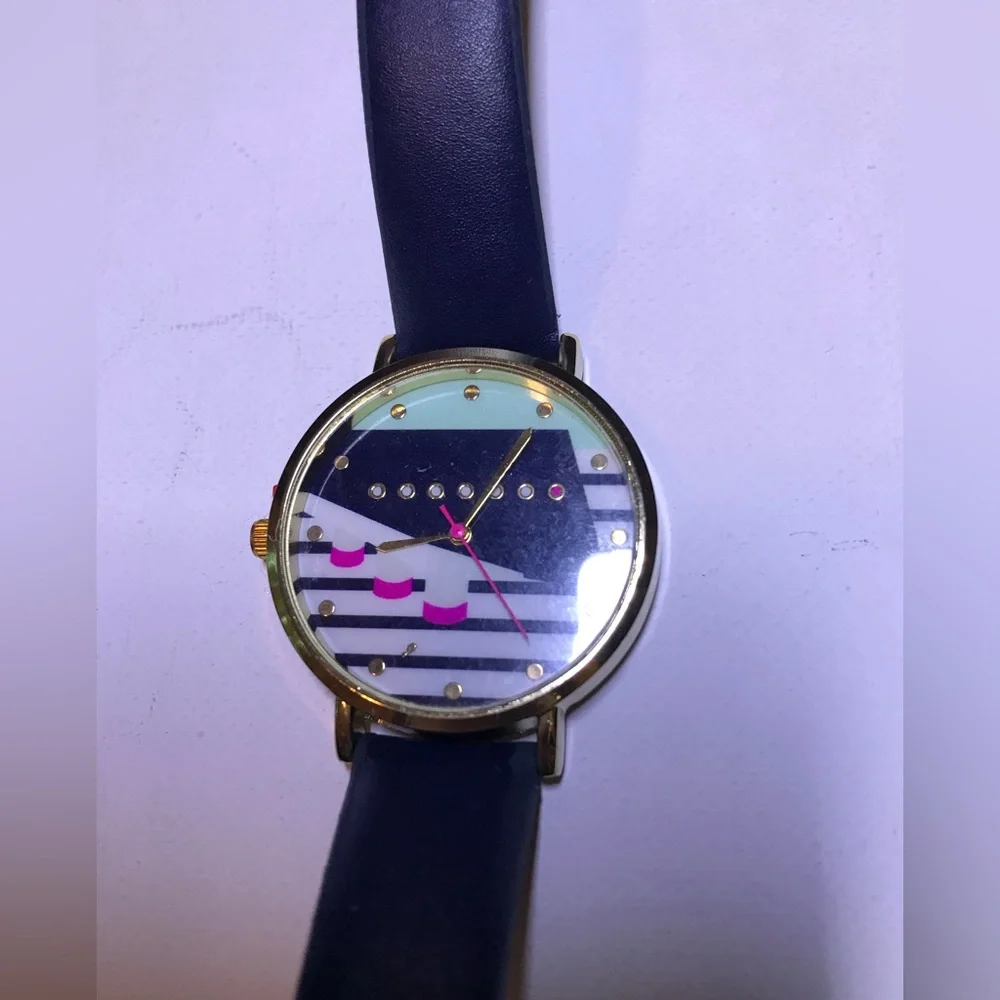 Ladies Sailor Jane Gold Tone Blue Faux Leather Cruise Ship Face Watch 7396 G6 - Picture 4 of 6